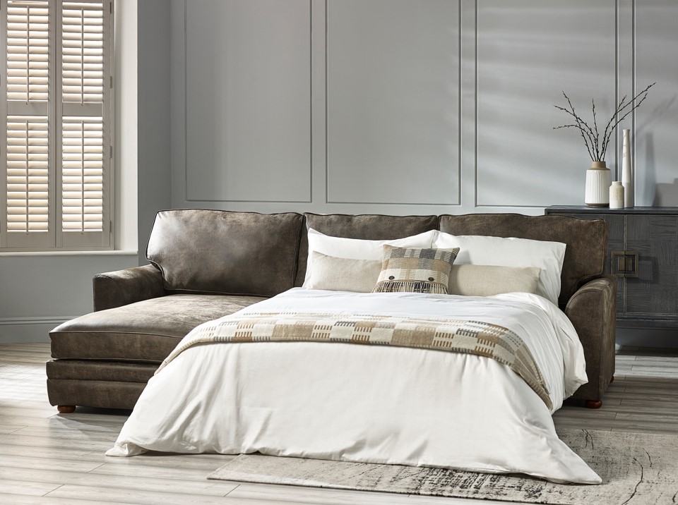 Liberty Leather Storage Chaise Sofa Bed TEIC